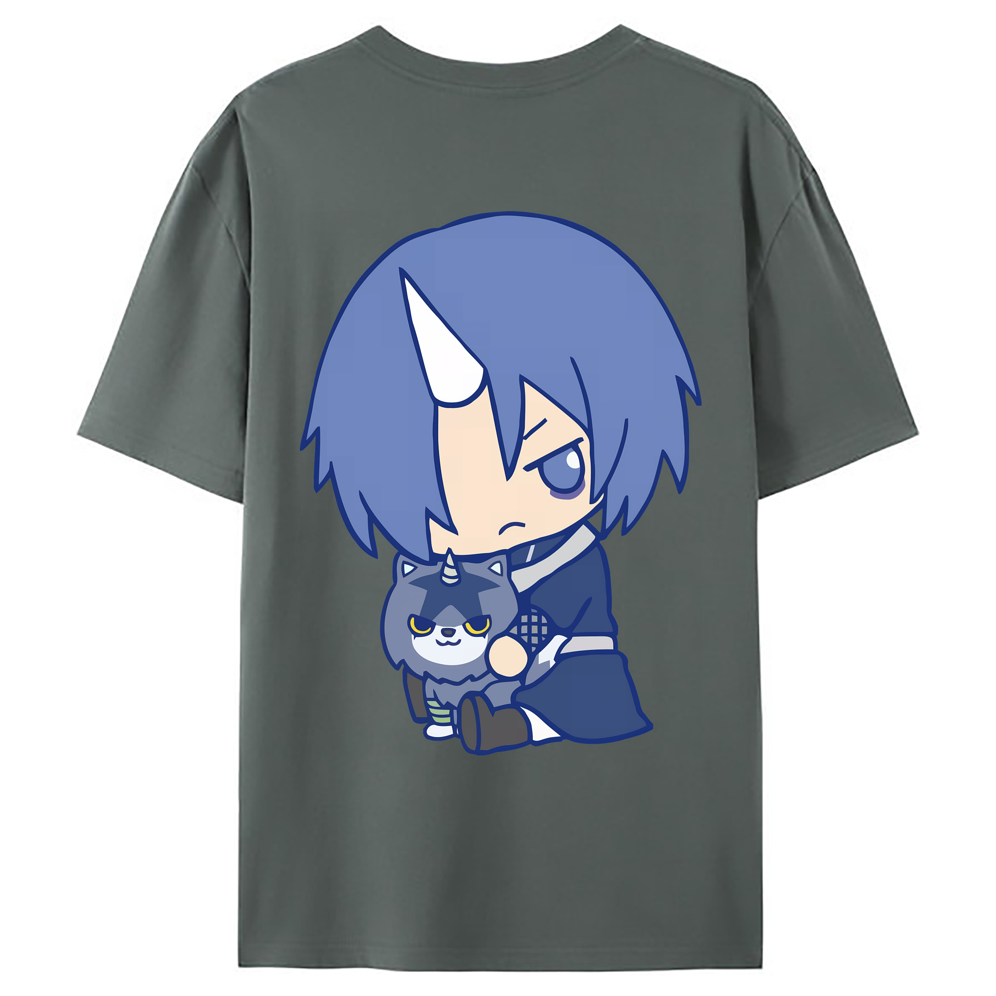 （画像用） 転スラ Regarding Reincarnated to Slime 綿100％ メンズ半袖Tシャツ（バックプリント） 通気性